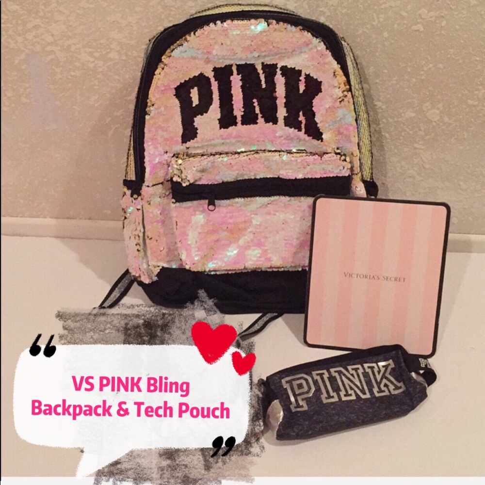 VS Pink bling sequin backpack and more! - Picture 1 of 8